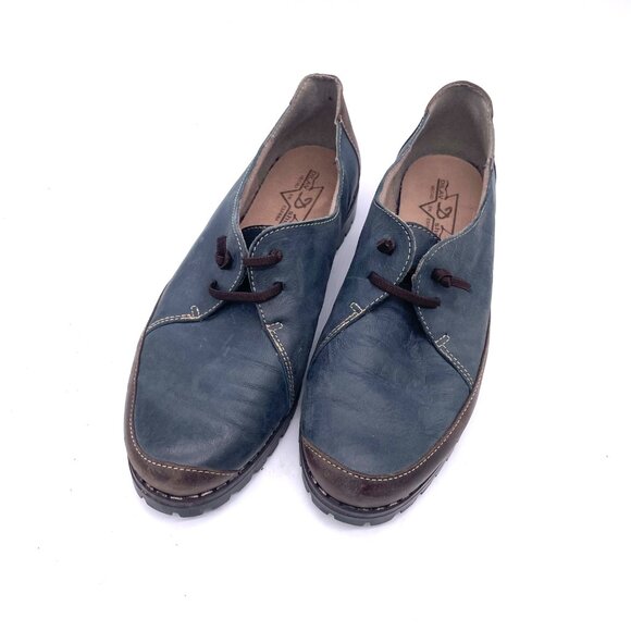 Handcrafted Dilav Shoes Blue & Brown Leather Lace-Up Mens Size 40 - Picture 3 of 9